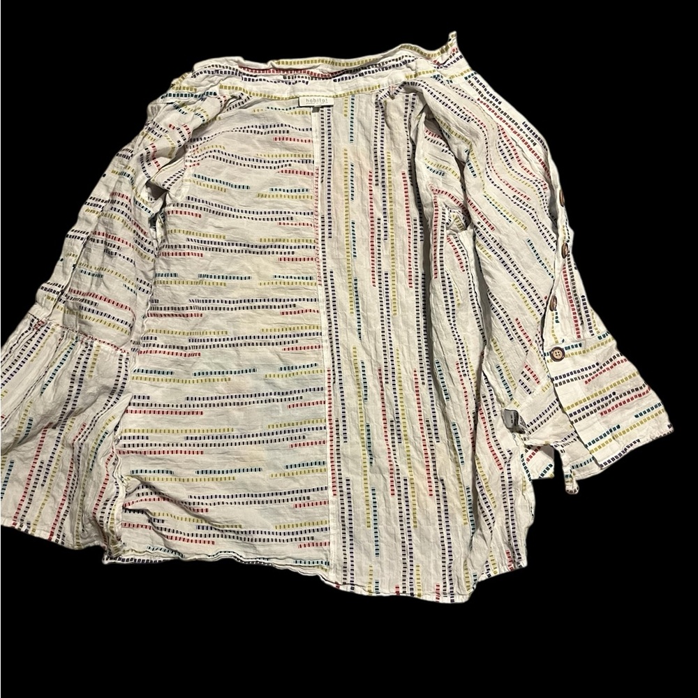 Habitat Cotton Striped Multicolor woven‎ Women's Button Down Shirt medium - Picture 3 of 7